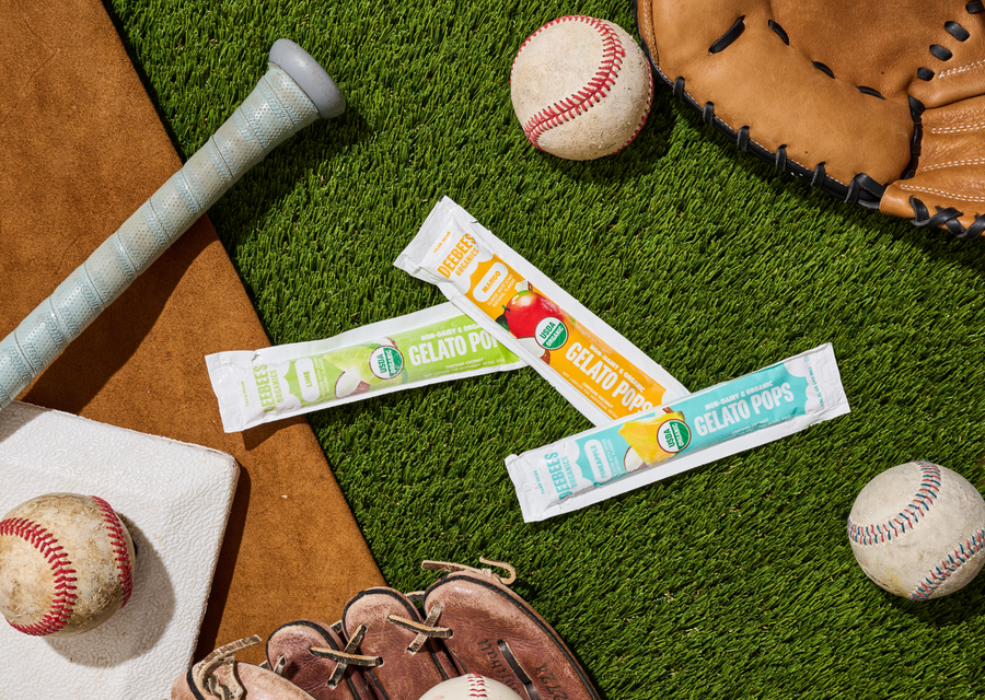 organic freezer pops with baseball gear for kids sports